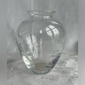 Vintage Princess House Etched Glass Bud Vase Floral Clear 4.5” Made in USA